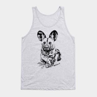 African Painted Dog Making Eye Contact Tank Top